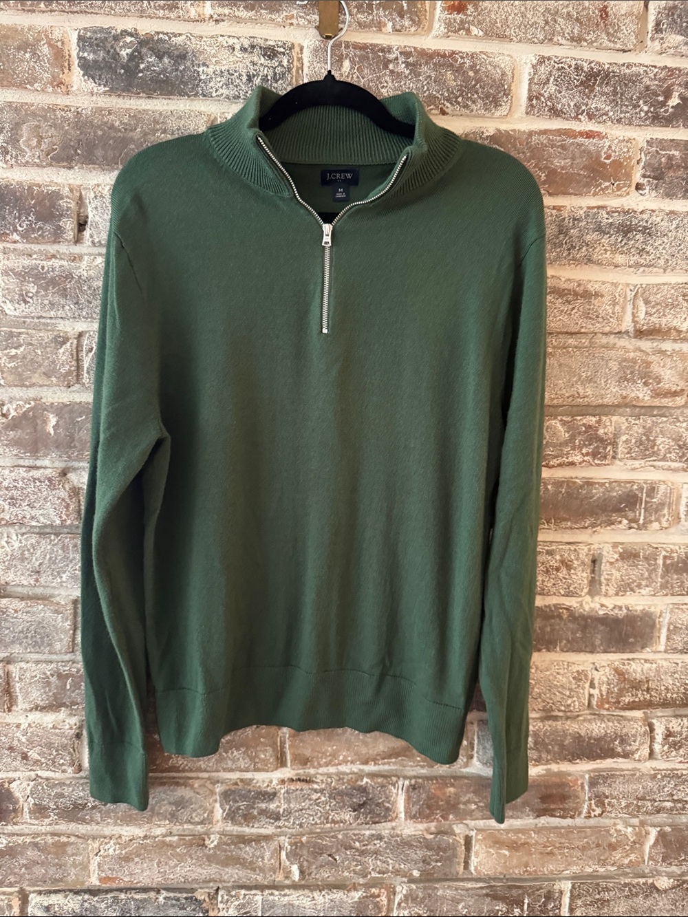 J. Crew Men's Half-Zip Sweater in Dark Green